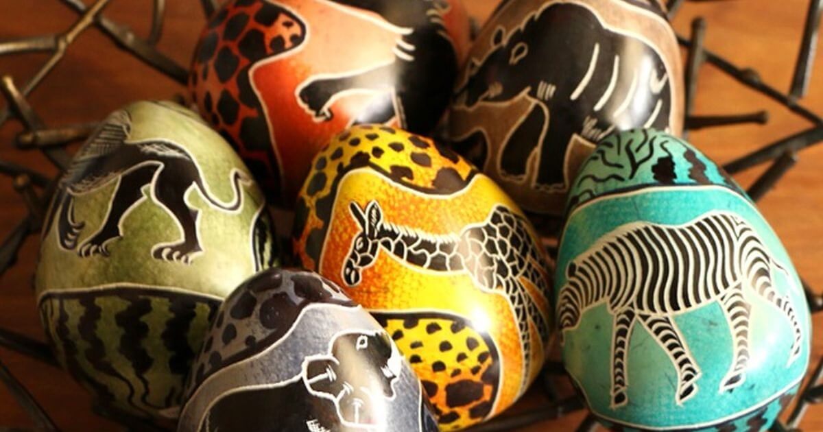 Szappankő tojások afrikai állatokkal mintázva